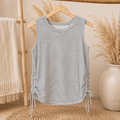 Just Be Striped Ruched Side Tank