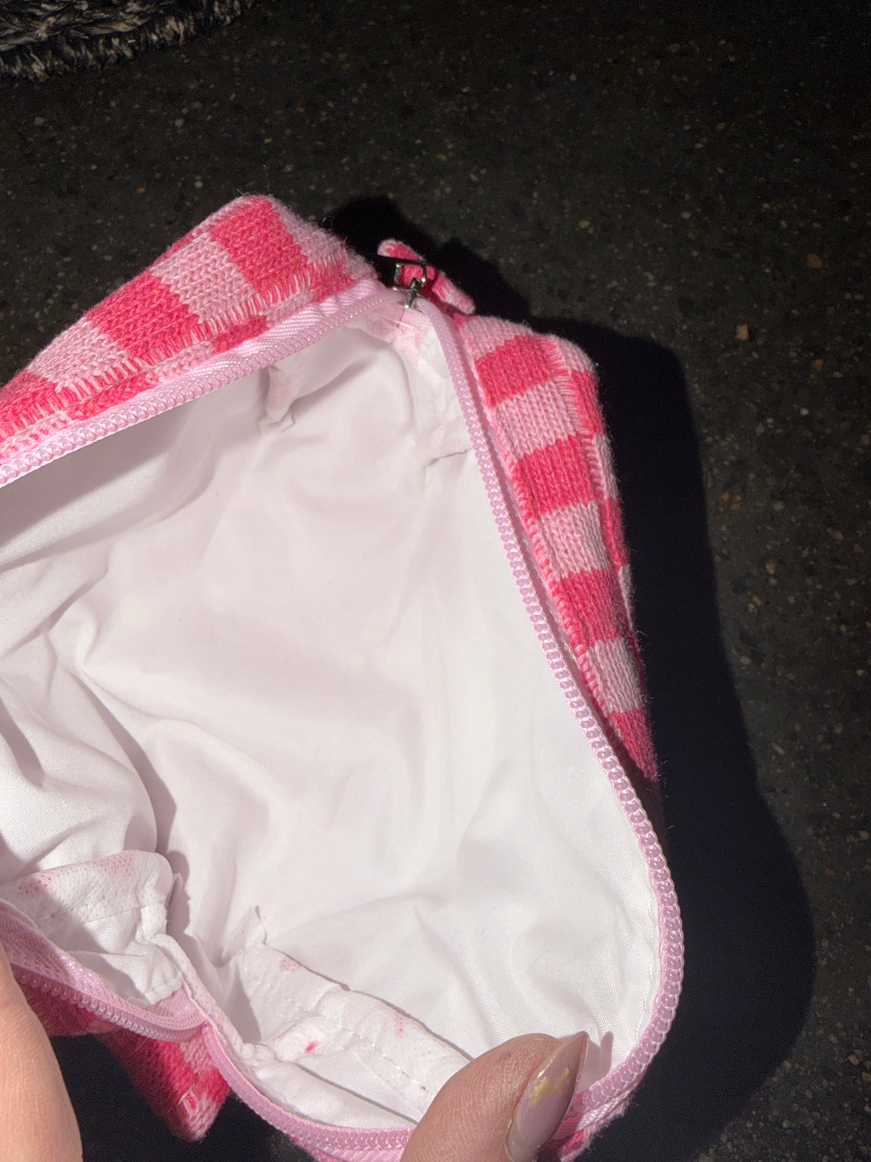 Pink checkered Boutique Pouch